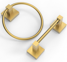 Load image into Gallery viewer, RUACQ 3 Pieces Bathroom Hardware Set, Toilet Paper Holder, Towel Ring, 18-inch Towel Bar, Stainless Steel and Zinc Alloy, Bruhsed Nickel, CQ-87000-3P-N