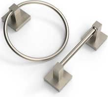 Load image into Gallery viewer, RUACQ 3 Pieces Bathroom Hardware Set, Toilet Paper Holder, Towel Ring, 18-inch Towel Bar, Stainless Steel and Zinc Alloy, Bruhsed Nickel, CQ-87000-3P-N