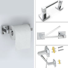 Load image into Gallery viewer, RUACQ 4 Pieces Bathroom Hardware Set, Toilet Paper Holder, Towel Ring, Towel Hook, 18-inch Towel Bar, Stainless Steel and Zinc Alloy, Chroem, CQ-870C-4P