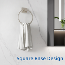 Load image into Gallery viewer, RUACQ Hand Towel Ring Wall Mounted, Square Base, Stainless Steel, Heavy Duty, Brushed Nickel, CQ-87011-N