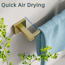 Load image into Gallery viewer, RUACQ 24inch Towel Bar Wall Mounted, One-piece Rod, Stainless Steel, Brushed Gold, CQ-87001-24-G