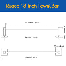 Load image into Gallery viewer, RUACQ 24inch Towel Bar Wall Mounted, One-piece Rod, Stainless Steel, Brushed Gold, CQ-87001-24-G