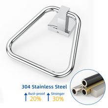 Load image into Gallery viewer, RUACQ Hand Towel Ring,Square Base, Stainless Steel, Chrome, CQ-87011A-C