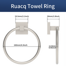 Load image into Gallery viewer, RUACQ Hand Towel Ring Wall Mounted, Square Base, Stainless Steel, Heavy Duty, Brushed Nickel, CQ-87011-N
