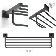 Load image into Gallery viewer, RUACQ 24inch Towel Rack, Square Base, SUS 304 Stainless Steel, Heavy Duty, Brushed Nickel, CQ-8831-N