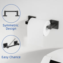 Load image into Gallery viewer, RUACQ 3 Pieces Bathroom Hardware Set, Toilet Paper Holder, Towel Ring, 18-inch Towel Bar, Stainless Steel and Zinc Alloy, Matte Black, CQ-87000-3P-B