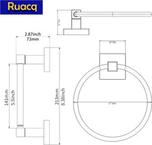 Load image into Gallery viewer, RUACQ Toilet Paper Holder and Towel Ring Bathroom Accessories Hardware Set, Stainless Steel and Zinc Alloy, Brushed Nickel, CQ-87010-2P-N