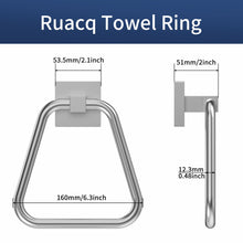 Load image into Gallery viewer, RUACQ Hand Towel Ring,Square Base, Stainless Steel, Brushed Nickel, CQ-87011A-N