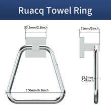 Load image into Gallery viewer, RUACQ Hand Towel Ring,Square Base, Stainless Steel, Chrome, CQ-87011A-C