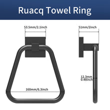 Load image into Gallery viewer, RUACQ Hand Towel Ring,Square Base, Stainless Steel, Matte Black, CQ-87011A-B