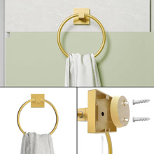Load image into Gallery viewer, RUACQ Toilet Paper Holder and Towel Ring Bathroom Accessories Hardware Set, Stainless Steel and Zinc Alloy, Brushed Nickel, CQ-87010-2P-G