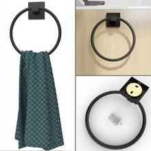 Load image into Gallery viewer, RUACQ Hand Towel Ring Wall Mounted, Square Base, Stainless Steel, Heavy Duty, Matte Black, CQ-87011-B