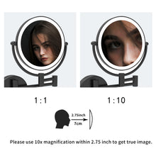 Load image into Gallery viewer, LED Wall-Mount Makeup Mirror Matte Black