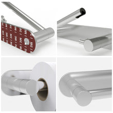 Load image into Gallery viewer, Self Adhesive Double Post Pivoting Toilet Paper Holder Brushed Nickel