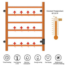 Load image into Gallery viewer, Heated Towel Rack, Wall Mount Electric Towel Warmer with Timer, Matte Black