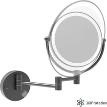 Load image into Gallery viewer, LED Wall-Mount Makeup Mirror Matte Grey 7X Magnification