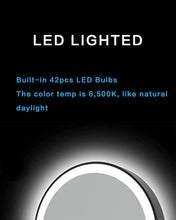 Load image into Gallery viewer, 8'' LED Lighted Rechargeable Wall Mount Vanity Two-Sided Makeup Mirror, Matte Black, 1X/10X Magnification