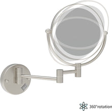 Load image into Gallery viewer, LED Wall-Mount Makeup Mirror Brushed Nickel 10X Magnification