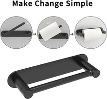 Load image into Gallery viewer, Self Adhesive Double Post Pivot Toilet Paper Holder Matte Black