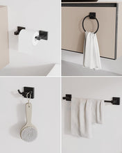 Load image into Gallery viewer, 4-Pieces Bathroom Hardware Accessories Matte Black Square
