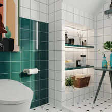 Load image into Gallery viewer, Self Adhesive Double Post Pivoting Toilet Paper Holder Brushed Nickel