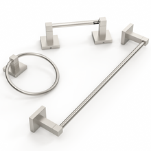 Load image into Gallery viewer, RUACQ 3 Pieces Bathroom Hardware Set, Toilet Paper Holder, Towel Ring, 18-inch Towel Bar, Stainless Steel and Zinc Alloy, Matte Black, CQ-87000-3P-B
