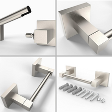 Load image into Gallery viewer, RUACQ Toilet Paper Holder Wall Mounted, Double Post Pivoting, Stainless Steel and Zinc Alloy, Brushed Nickel, CQ-87010C-N
