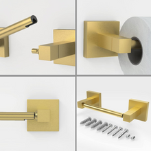 Load image into Gallery viewer, RUACQ Toilet Paper Holder Wall Mounted, Double Post Pivoting, Stainless Steel and Zinc Alloy, Brushed Gold, CQ-87010C-AU
