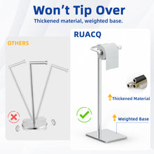 Load image into Gallery viewer, RUACQ Toilet Paper Holder Stand with Post Pivoting Design, Stable Weighted Base, SUS304 Stainless Steel, Chrome, CQ-4801-C
