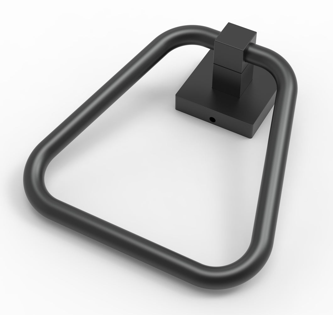 RUACQ Hand Towel Ring,Square Base, Stainless Steel, Matte Black, CQ-87011A-B