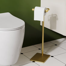 Load image into Gallery viewer, RUACQ Toilet Paper Holder Stand with Post Pivoting Design, Stable Weighted Base, SUS304 Stainless Steel, Brushed Gold, CQ-4801-G
