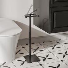 Load image into Gallery viewer, RUACQ Toilet Paper Holder Stand with Post Pivoting Design, Stable Weighted Base, SUS304 Stainless Steel, Matte Black, CQ-4801-B

