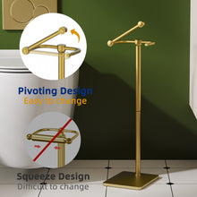 Load image into Gallery viewer, RUACQ Toilet Paper Holder Stand with Post Pivoting Design, Stable Weighted Base, SUS304 Stainless Steel, Brushed Gold, CQ-4801-G

