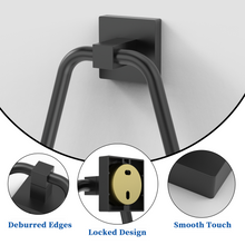 Load image into Gallery viewer, RUACQ Hand Towel Ring,Square Base, Stainless Steel, Matte Black, CQ-87011A-B
