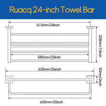 Load image into Gallery viewer, RUACQ 24inch Towel Rack, Square Base, SUS 304 Stainless Steel, Heavy Duty, Chrome, CQ-8831-C
