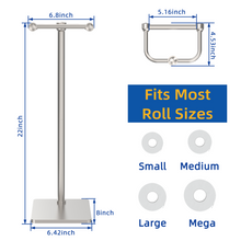 Load image into Gallery viewer, RUACQ Toilet Paper Holder Stand with Post Pivoting Design, Stable Weighted Base, SUS304 Stainless Steel
