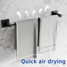 Load image into Gallery viewer, RUACQ 3 Pieces Bathroom Hardware Set, Toilet Paper Holder, Towel Ring, 18-inch Towel Bar, Stainless Steel and Zinc Alloy, Matte Black, CQ-87000-3P-B
