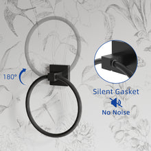 Load image into Gallery viewer, RUACQ 3 Pieces Bathroom Hardware Set, Toilet Paper Holder, Towel Ring, 18-inch Towel Bar, Stainless Steel and Zinc Alloy, Matte Black, CQ-87000-3P-B
