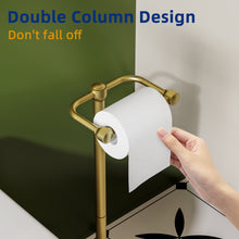 Load image into Gallery viewer, RUACQ Toilet Paper Holder Stand with Post Pivoting Design, Stable Weighted Base, SUS304 Stainless Steel, Brushed Gold, CQ-4801-G
