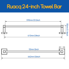 Load image into Gallery viewer, RUACQ 24inch Towel Bar Wall Mounted, One-piece Rod, Stainless Steel, Brushed Nickel, CQ-87001-24-N

