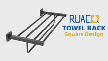 Load and play video in Gallery viewer, RUACQ 24inch Towel Rack, Square Base, SUS 304 Stainless Steel, Heavy Duty, Chrome, CQ-8831-C
