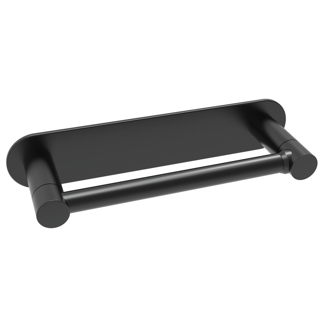 Self Adhesive Double Post Pivot Toilet Paper Holder Matte Black