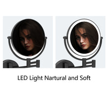 Load image into Gallery viewer, LED Wall-Mount Makeup Mirror Matte Black
