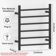 Load image into Gallery viewer, Heated Towel Rack, Wall Mount Electric Towel Warmer with Timer, Matte Black
