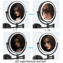 Load image into Gallery viewer, LED Wall-Mount Makeup Mirror Matte Black Chassis Touch
