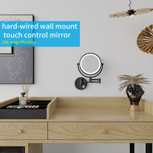 Load image into Gallery viewer, LED Wall-Mount Makeup Mirror Matte Black Chassis Touch
