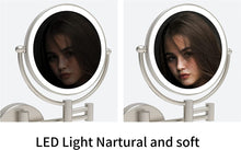 Load image into Gallery viewer, LED Wall-Mount Makeup Mirror Brushed Nickel 10X Magnification
