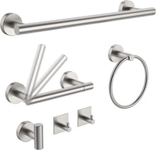Load image into Gallery viewer, 6 PCs Bathroom Hardware Set, Brushed Stainless Steel

