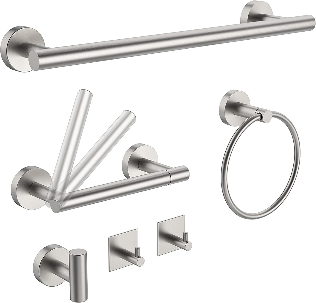 6 PCs Bathroom Hardware Set, Brushed Stainless Steel
