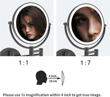Load image into Gallery viewer, LED Wall-Mount Makeup Mirror Matte Grey 7X Magnification
